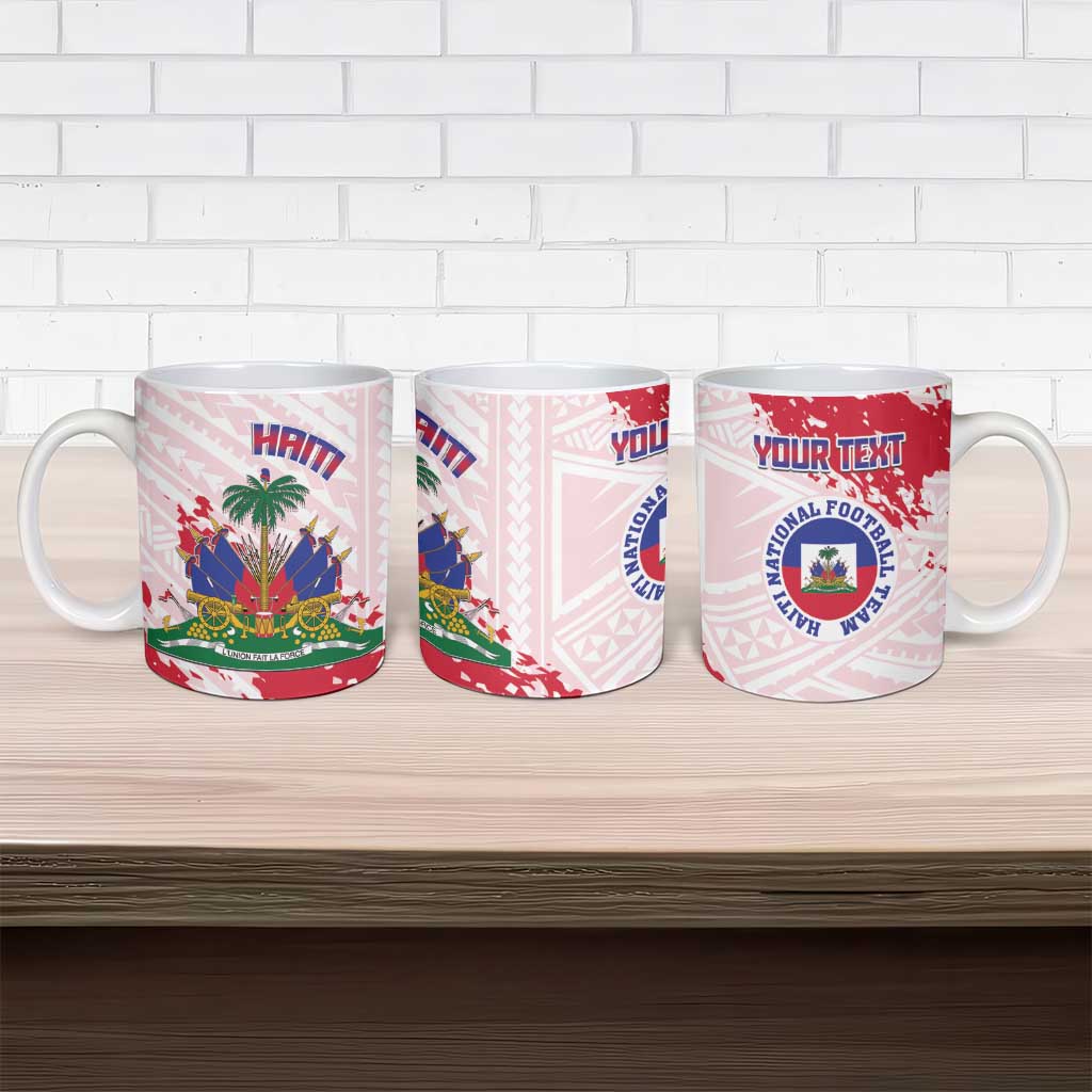 Custom Haiti Football Ceramic Mug Les Grenadiers Red Grunge Polynesian Tattoo