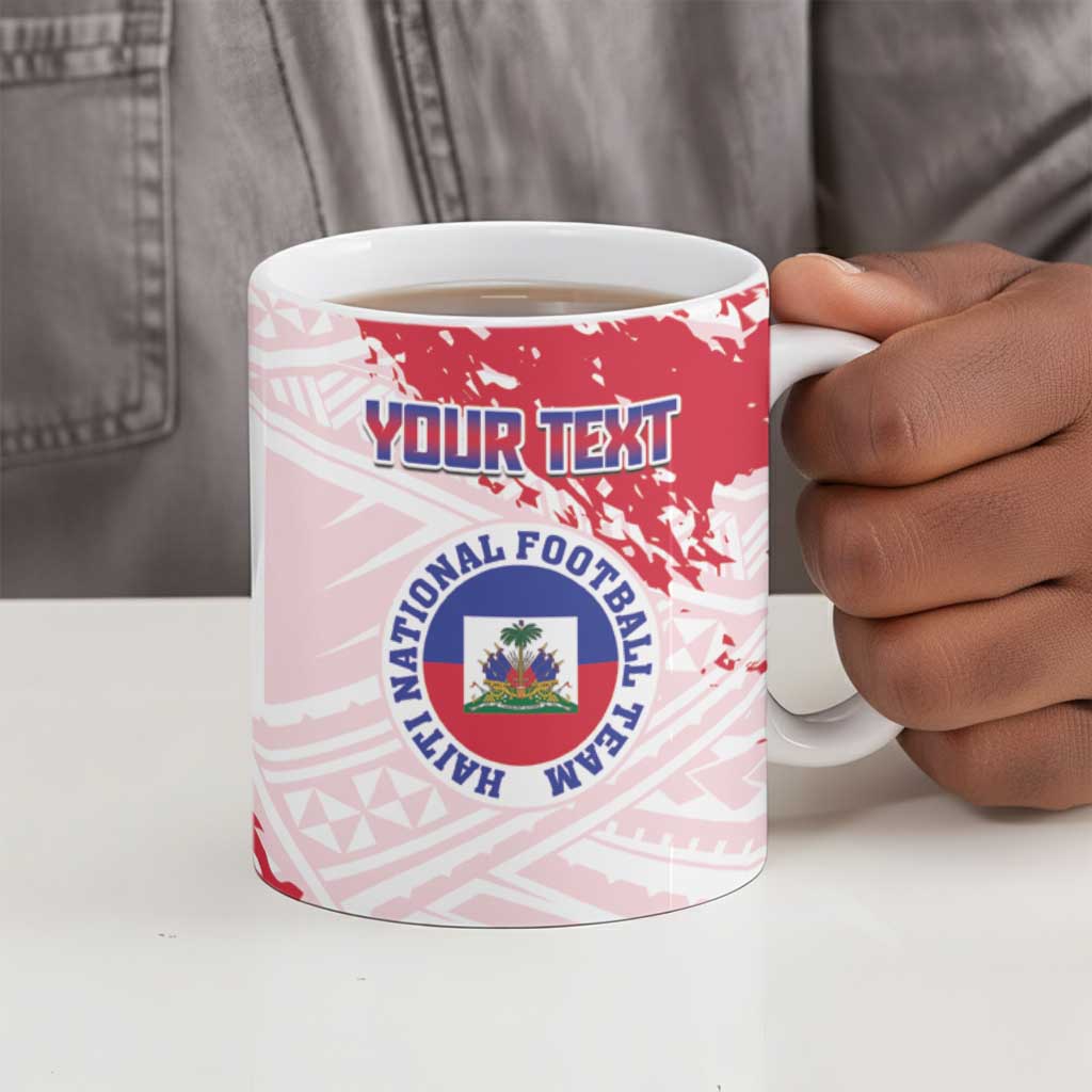 Custom Haiti Football Ceramic Mug Les Grenadiers Red Grunge Polynesian Tattoo