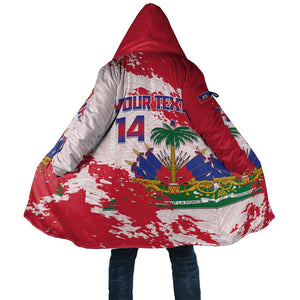 Custom Haiti Football Cloak Les Grenadiers Red Grunge Polynesian Tattoo