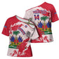 Custom Haiti Football Cross Shoulder Shirt Les Grenadiers Red Grunge Polynesian Tattoo