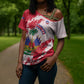 Custom Haiti Football Cross Shoulder Shirt Les Grenadiers Red Grunge Polynesian Tattoo