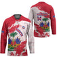 Custom Haiti Football Hockey Jersey Les Grenadiers Red Grunge Polynesian Tattoo