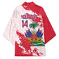 Custom Haiti Football Kimono Les Grenadiers Red Grunge Polynesian Tattoo
