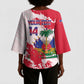Custom Haiti Football Kimono Sleeve Blouse Les Grenadiers Red Grunge Polynesian Tattoo