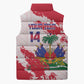 Custom Haiti Football Sleeveless Puffer Jacket Les Grenadiers Red Grunge Polynesian Tattoo