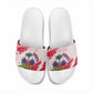 Custom Haiti Football Slide Sandals Les Grenadiers Red Grunge Polynesian Tattoo
