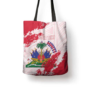 Custom Haiti Football Tote Bag Les Grenadiers Red Grunge Polynesian Tattoo