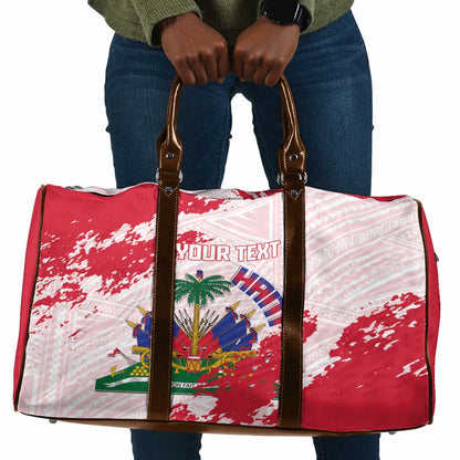 Custom Haiti Football Travel Bag Les Grenadiers Red Grunge Polynesian Tattoo
