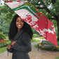 Custom Haiti Football Umbrella Les Grenadiers Red Grunge Polynesian Tattoo