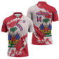 Custom Haiti Football Zipper Polo Shirt Les Grenadiers Red Grunge Polynesian Tattoo