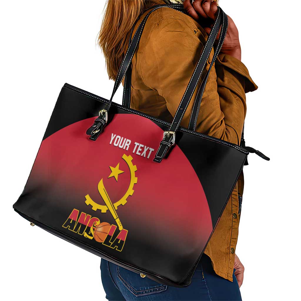 Afro Basketball Custom Angola Leather Tote Bag Go Champions Angolan - African Pride