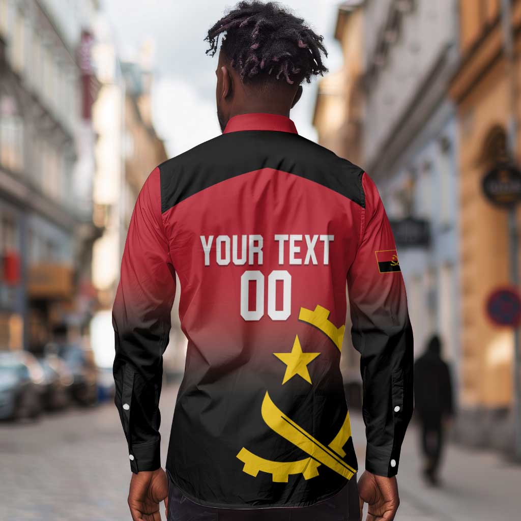 Afro Basketball Custom Angola Long Sleeve Button Shirt Go Champions Angolan - African Pride