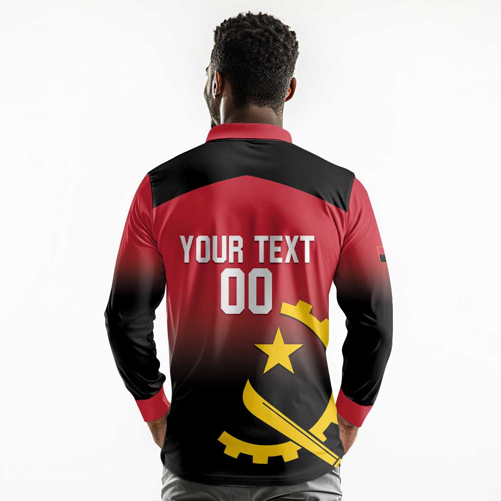 Afro Basketball Custom Angola Long Sleeve Polo Shirt Go Champions Angolan - African Pride