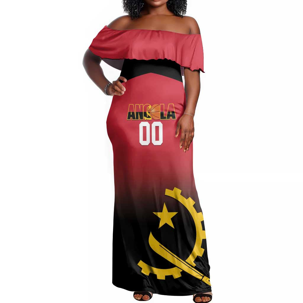Afro Basketball Custom Angola Off Shoulder Maxi Dress Go Champions Angolan - African Pride