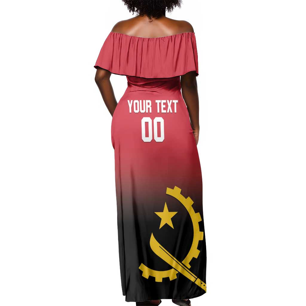 Afro Basketball Custom Angola Off Shoulder Maxi Dress Go Champions Angolan - African Pride
