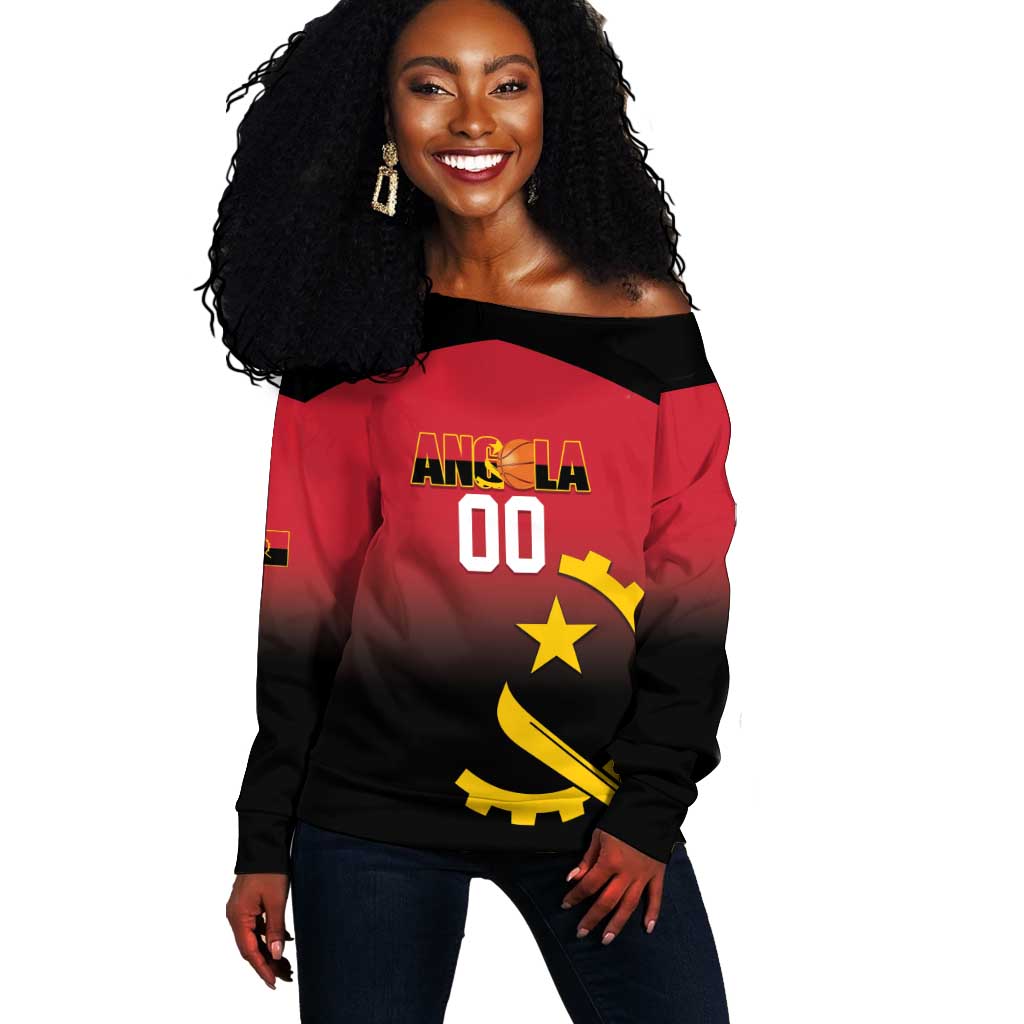 Afro Basketball Custom Angola Off Shoulder Sweater Go Champions Angolan - African Pride