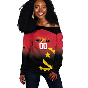Afro Basketball Custom Angola Off Shoulder Sweater Go Champions Angolan - African Pride