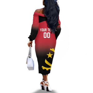 Afro Basketball Custom Angola Off The Shoulder Long Sleeve Dress Go Champions Angolan - African Pride