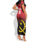 Afro Basketball Custom Angola Short Sleeve Bodycon Dress Go Champions Angolan - African Pride