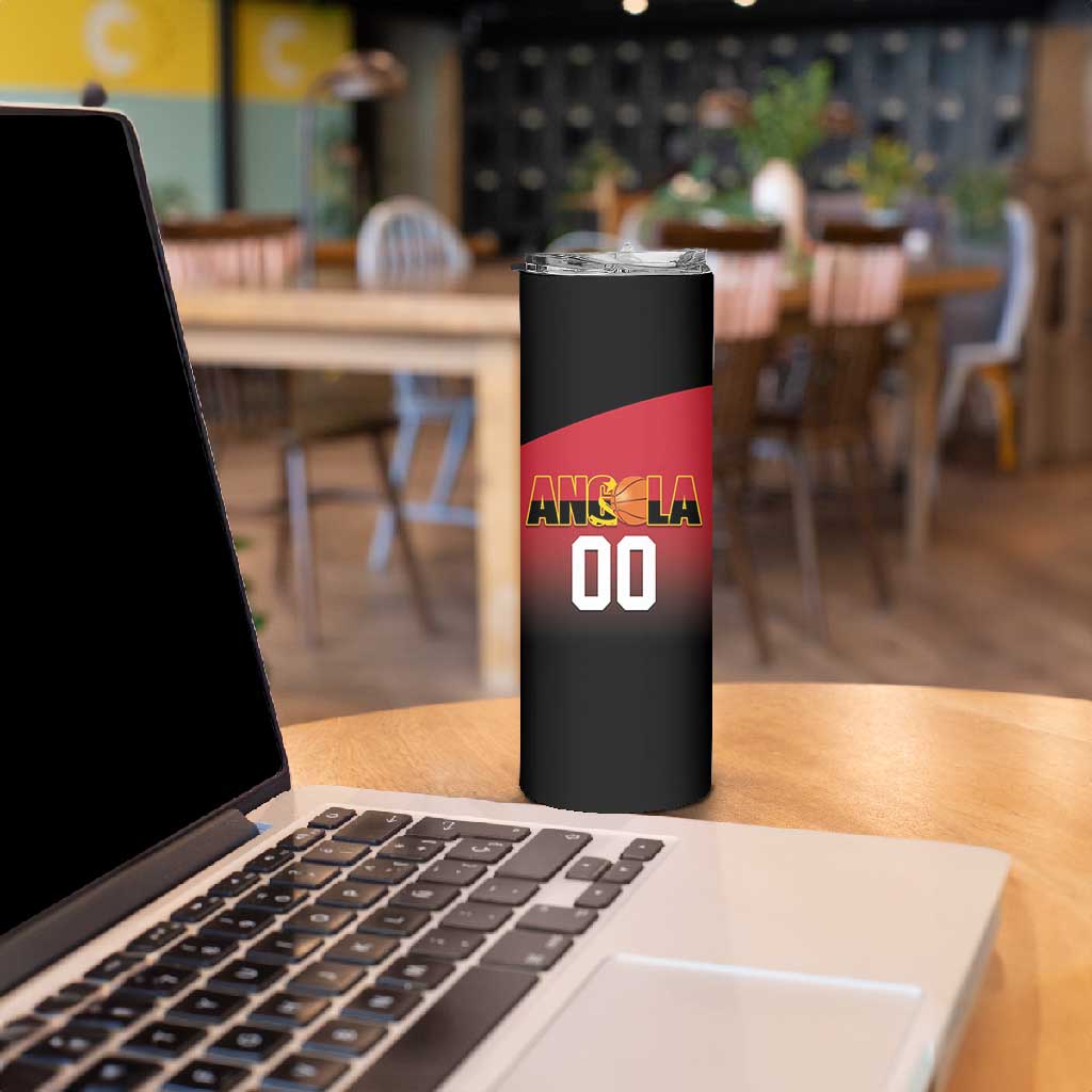 Afro Basketball Custom Angola Skinny Tumbler Go Champions Angolan - African Pride