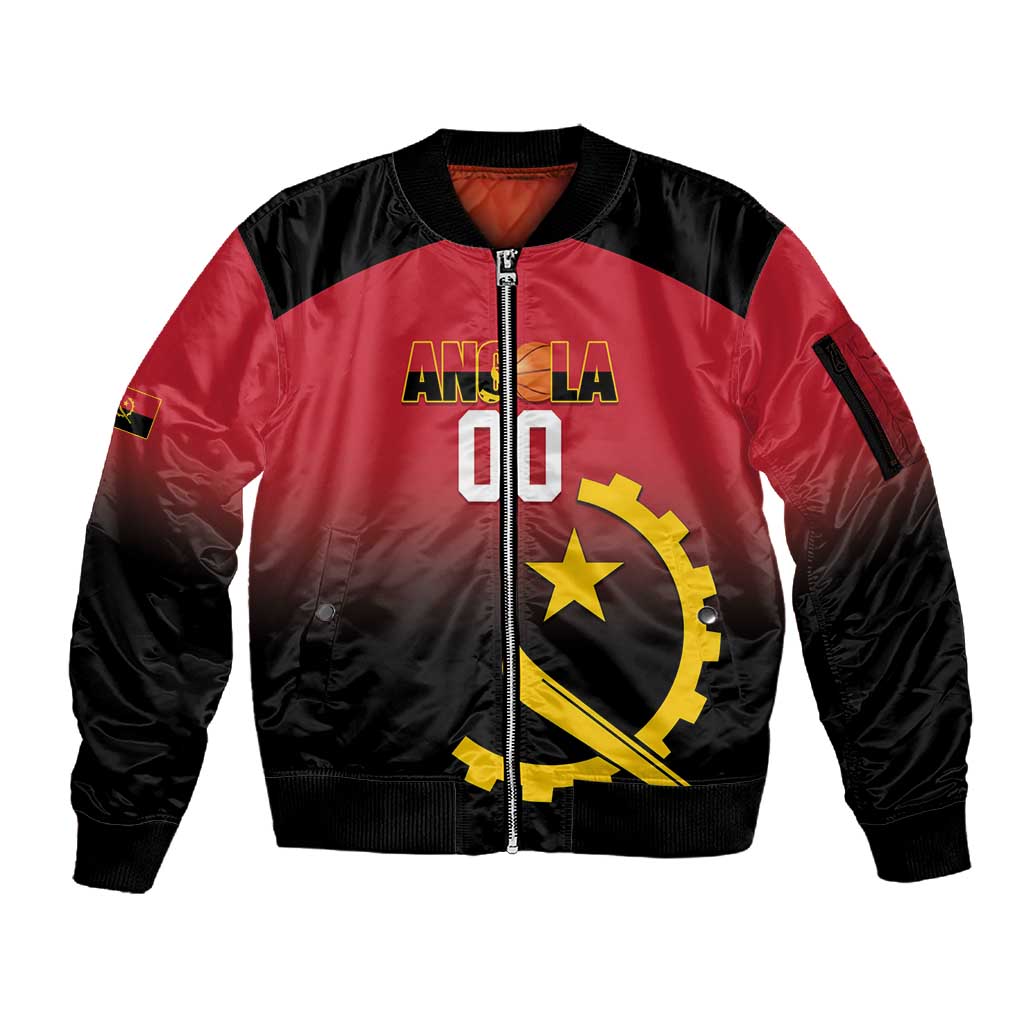 Afro Basketball Custom Angola Sleeve Zip Bomber Jacket Go Champions Angolan - African Pride