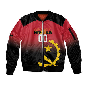 Afro Basketball Custom Angola Sleeve Zip Bomber Jacket Go Champions Angolan - African Pride