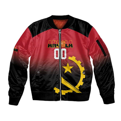 Afro Basketball Custom Angola Sleeve Zip Bomber Jacket Go Champions Angolan - African Pride
