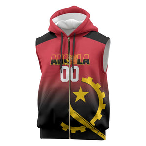 Afro Basketball Custom Angola Sleeveless Zip Hoodie Go Champions Angolan - African Pride