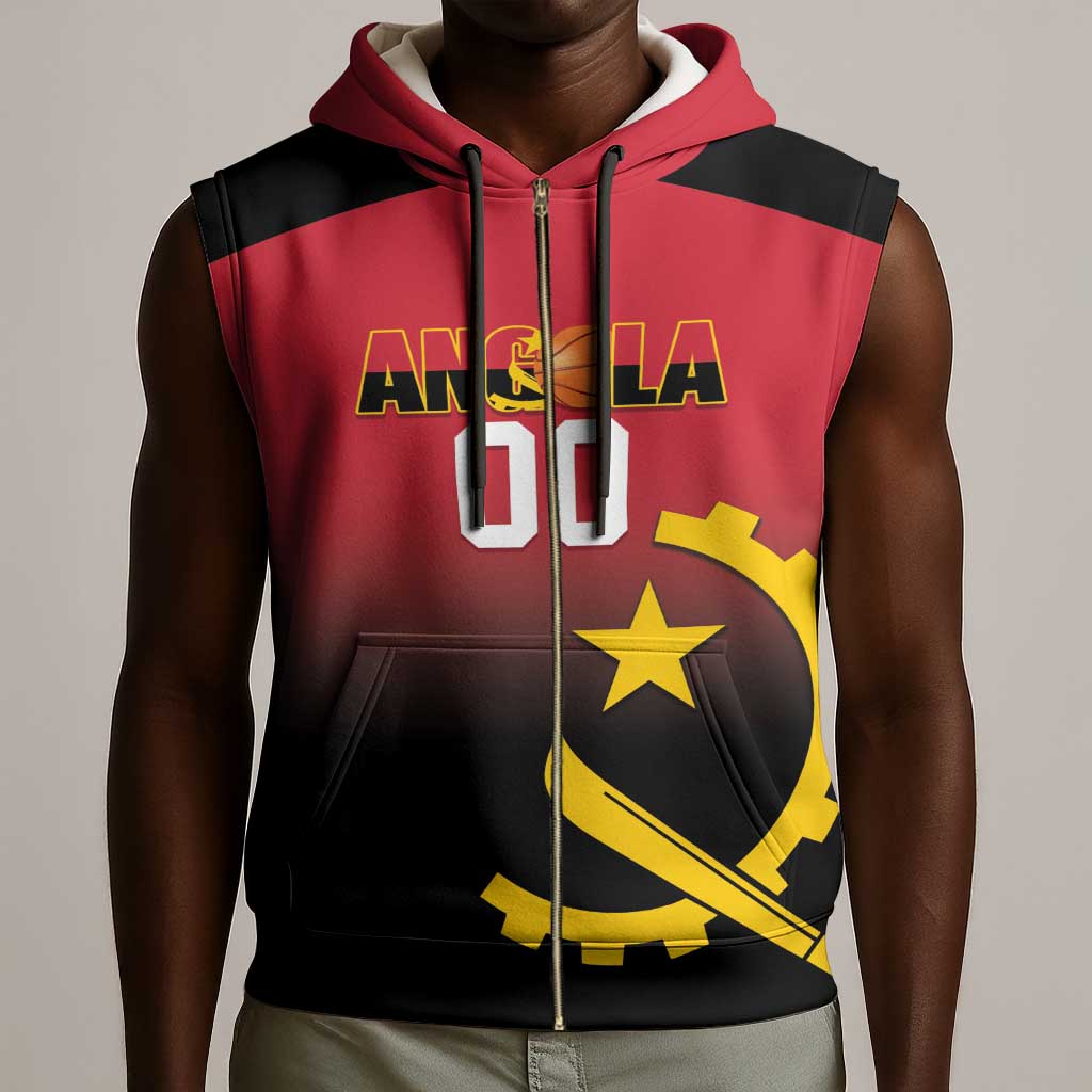 Afro Basketball Custom Angola Sleeveless Zip Hoodie Go Champions Angolan - African Pride