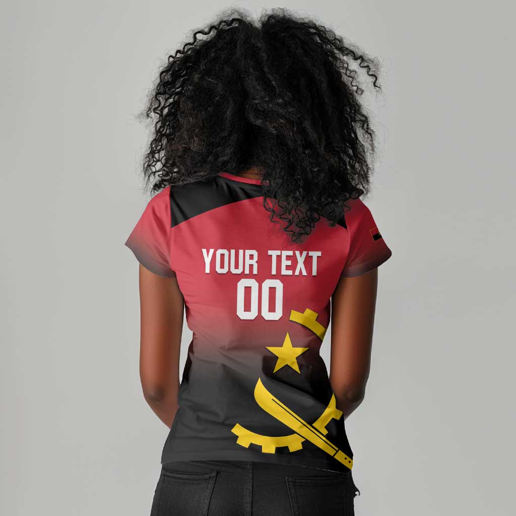 Afro Basketball Custom Angola Women V-Neck T-Shirt Go Champions Angolan - African Pride