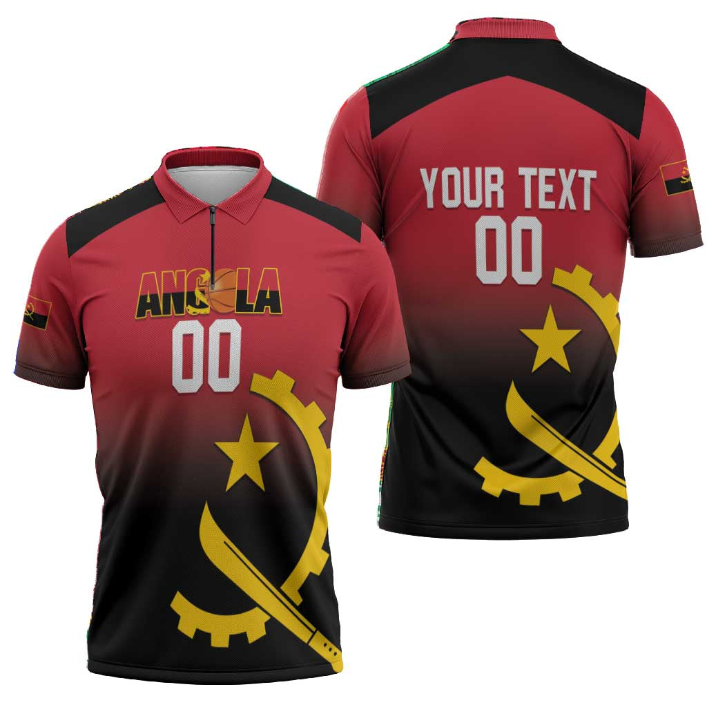 Angola Basketball Custom Zipper Polo Shirt Go Champions Angolan