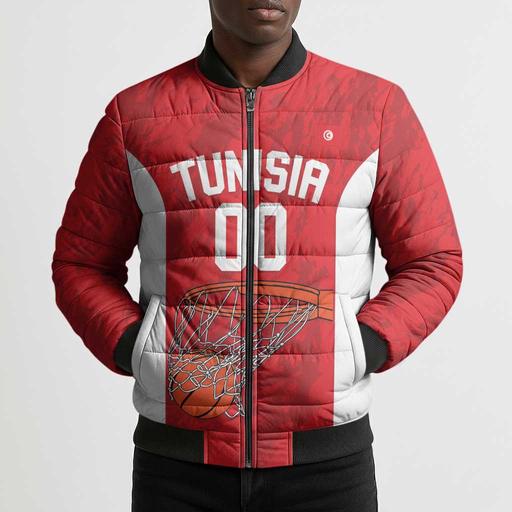 Tunisia Basketball Custom Bomber Puffer Jacket Go Champions Eagles of Carthage