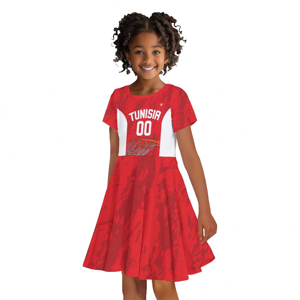 Afro Basketball Custom Tunisia Kid Short Sleeve Dress Go Champions Eagles of Carthage - African Pride