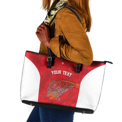 Afro Basketball Custom Tunisia Leather Tote Bag Go Champions Eagles of Carthage - African Pride