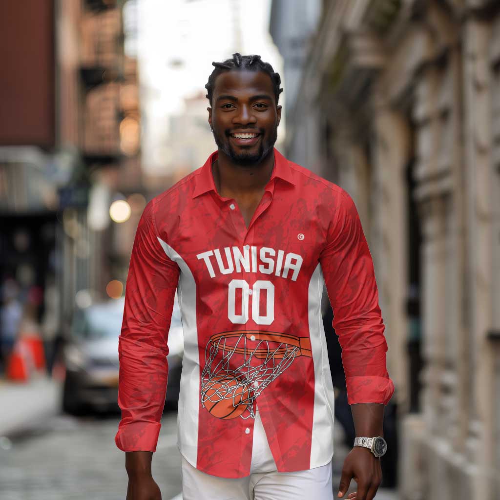 Afro Basketball Custom Tunisia Long Sleeve Button Shirt Go Champions Eagles of Carthage - African Pride