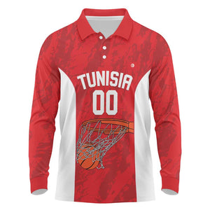 Afro Basketball Custom Tunisia Long Sleeve Polo Shirt Go Champions Eagles of Carthage - African Pride