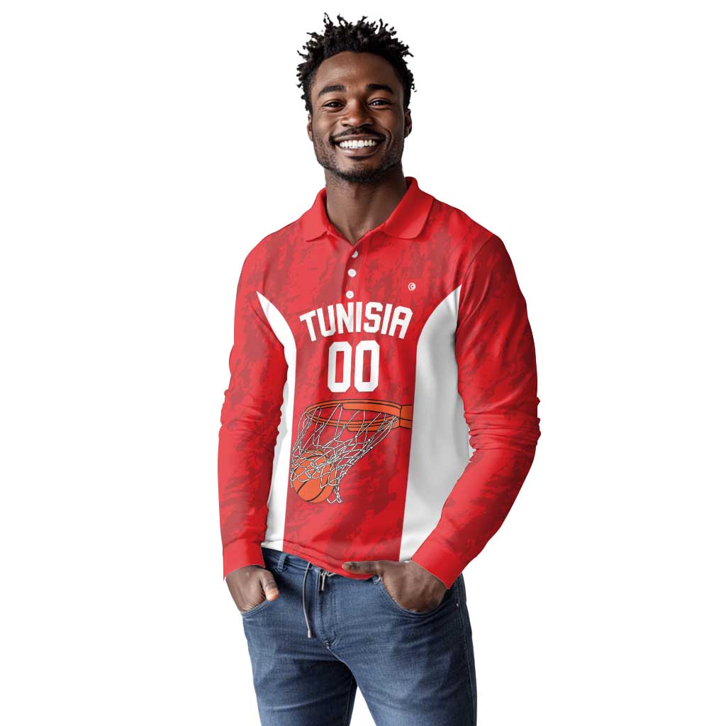 Afro Basketball Custom Tunisia Long Sleeve Polo Shirt Go Champions Eagles of Carthage - African Pride
