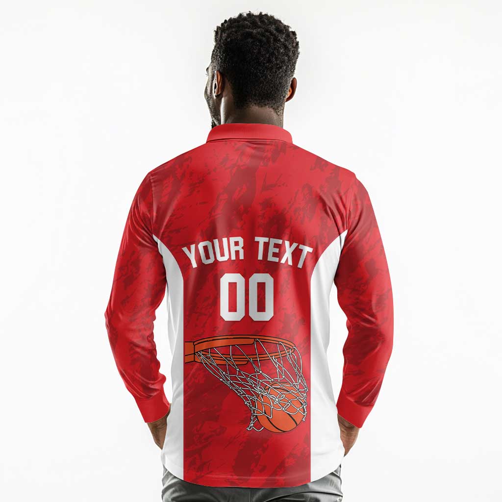 Afro Basketball Custom Tunisia Long Sleeve Polo Shirt Go Champions Eagles of Carthage - African Pride
