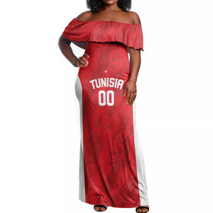 Afro Basketball Custom Tunisia Off Shoulder Maxi Dress Go Champions Eagles of Carthage - African Pride