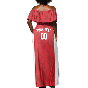 Afro Basketball Custom Tunisia Off Shoulder Maxi Dress Go Champions Eagles of Carthage - African Pride