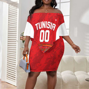 Afro Basketball Custom Tunisia Off Shoulder Short Dress Go Champions Eagles of Carthage - African Pride