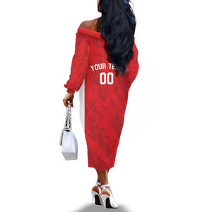 Afro Basketball Custom Tunisia Off The Shoulder Long Sleeve Dress Go Champions Eagles of Carthage - African Pride