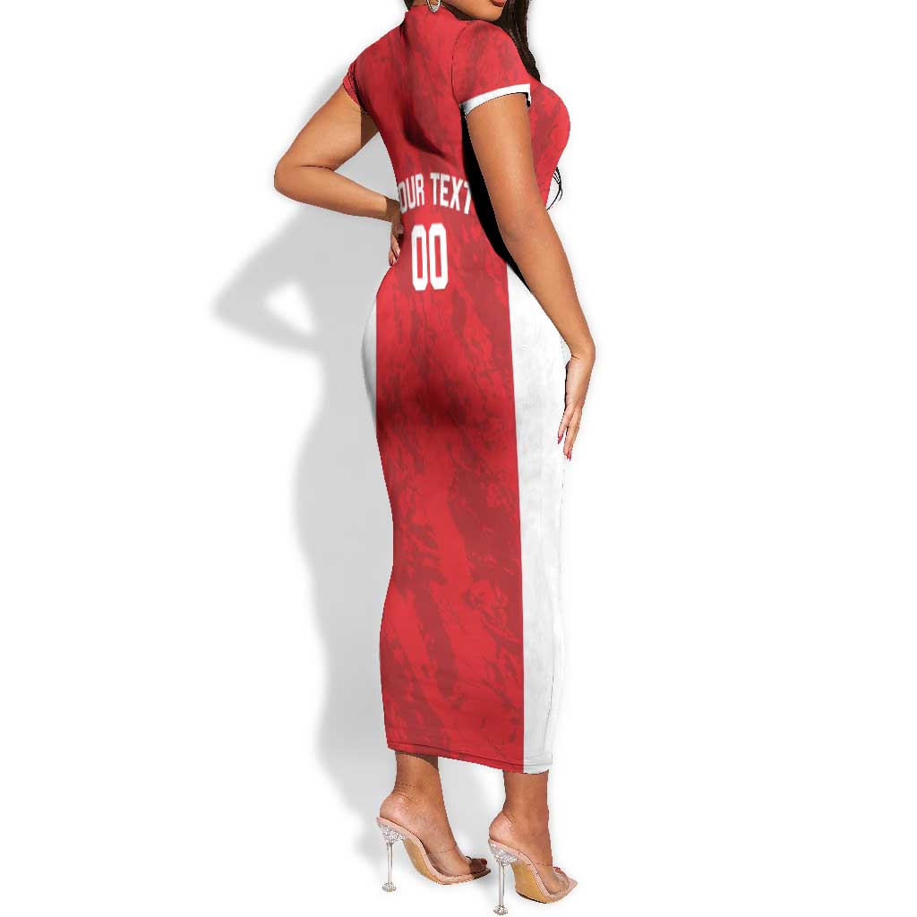 Afro Basketball Custom Tunisia Short Sleeve Bodycon Dress Go Champions Eagles of Carthage - African Pride