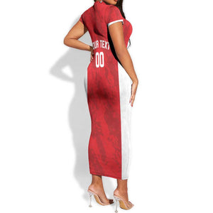 Afro Basketball Custom Tunisia Short Sleeve Bodycon Dress Go Champions Eagles of Carthage - African Pride