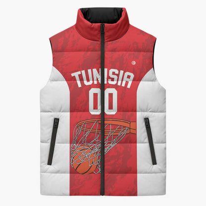 Tunisia Basketball Custom Sleeveless Puffer Jacket Go Champions Eagles of Carthage