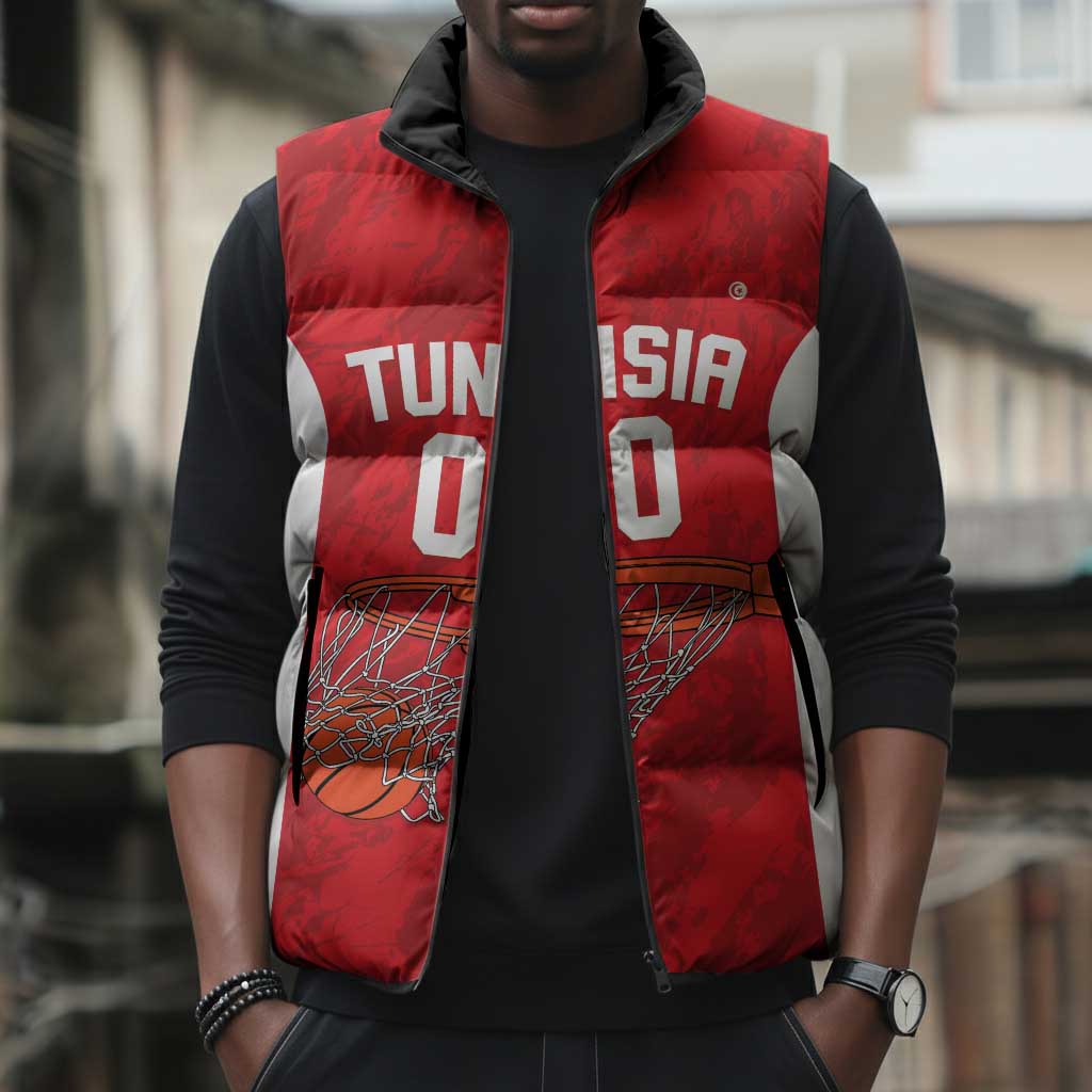 Tunisia Basketball Custom Sleeveless Puffer Jacket Go Champions Eagles of Carthage