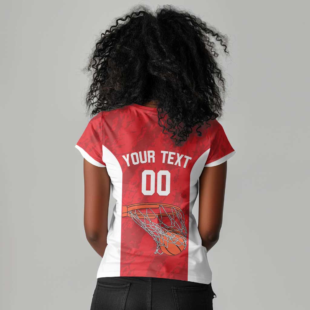 Afro Basketball Custom Tunisia Women V-Neck T-Shirt Go Champions Eagles of Carthage - African Pride