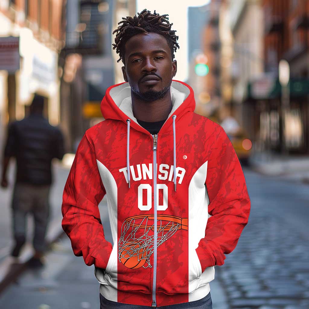 Afro Basketball Custom Tunisia Zip Hoodie Go Champions Eagles of Carthage - African Pride