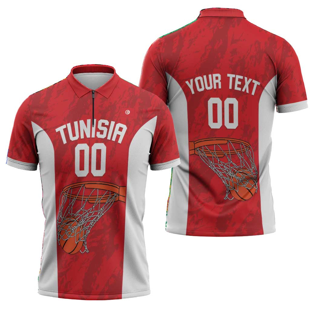 Tunisia Basketball Custom Zipper Polo Shirt Go Champions Eagles of Carthage