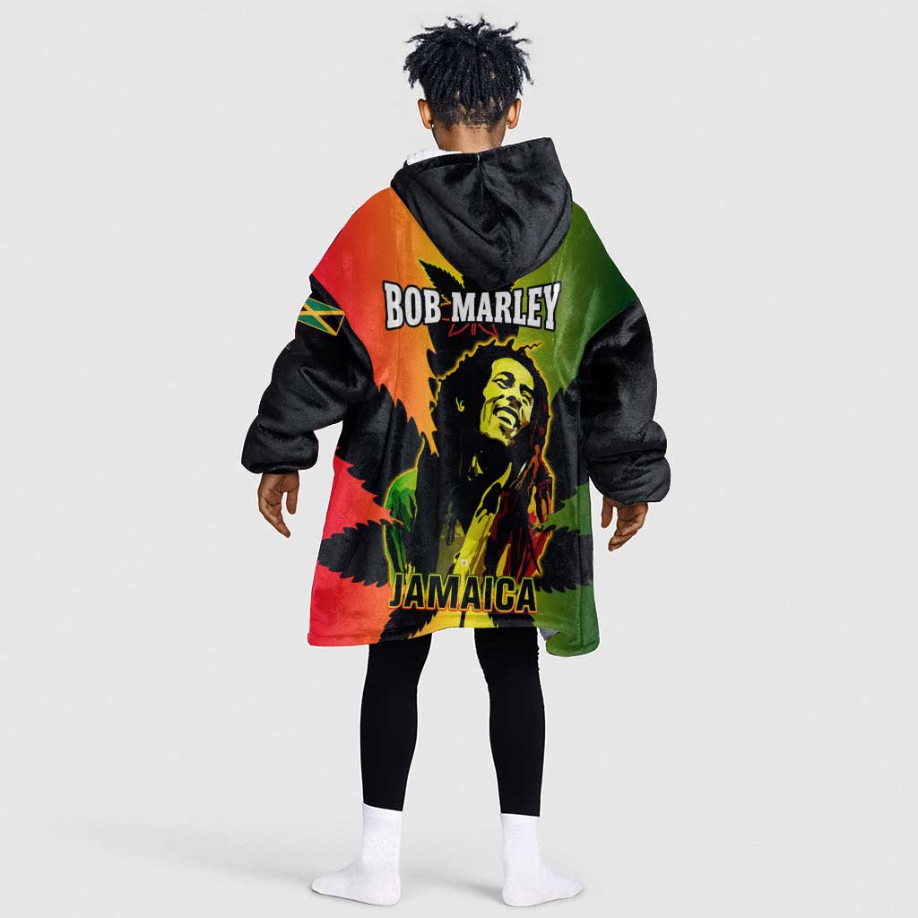 Afro Jamaica Legend Bob Kid Wearable Blanket Hoodie The King Of Reggae